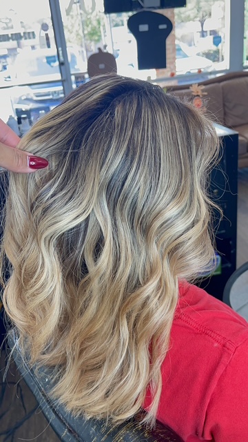 After: bright dimensional blonde balayage by Janeth in Spring, TX